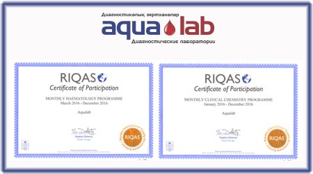 Лаборатория Aqualab - получила сертификат внешней оценки качества. 